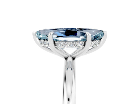 White gold Marquise Cut Aquamarine Solitaire Ring with Thin Band and Four-Prong Setting_17