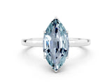 White gold Marquise Cut Aquamarine Solitaire Ring with Thin Band and Prong Setting_12