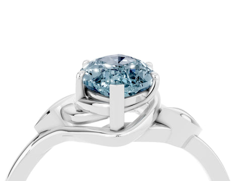 White gold Marquise Cut Aquamarine Solitaire Ring with Twist Band and Four-Prong Setting_40
