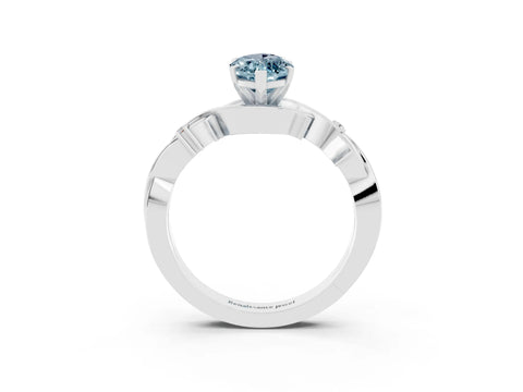 White gold Marquise Cut Aquamarine Solitaire Ring with Twisted Band and Prong Setting_3