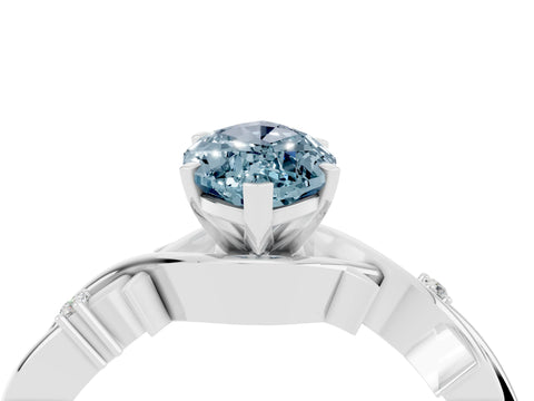 White gold Marquise Cut Aquamarine Solitaire Ring with Twisted Band and Prong Setting_4