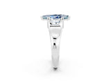 White gold Marquise Cut Aquamarine Solitaire Ring with Wide Band and Prong Setting_2