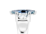 White gold Marquise Cut Aquamarine Solitaire Ring with Wide Band and Prong Setting_5