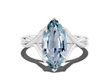 White gold Marquise Cut Aquamarine Solitaire Twist Band Prong Setting Ring_36