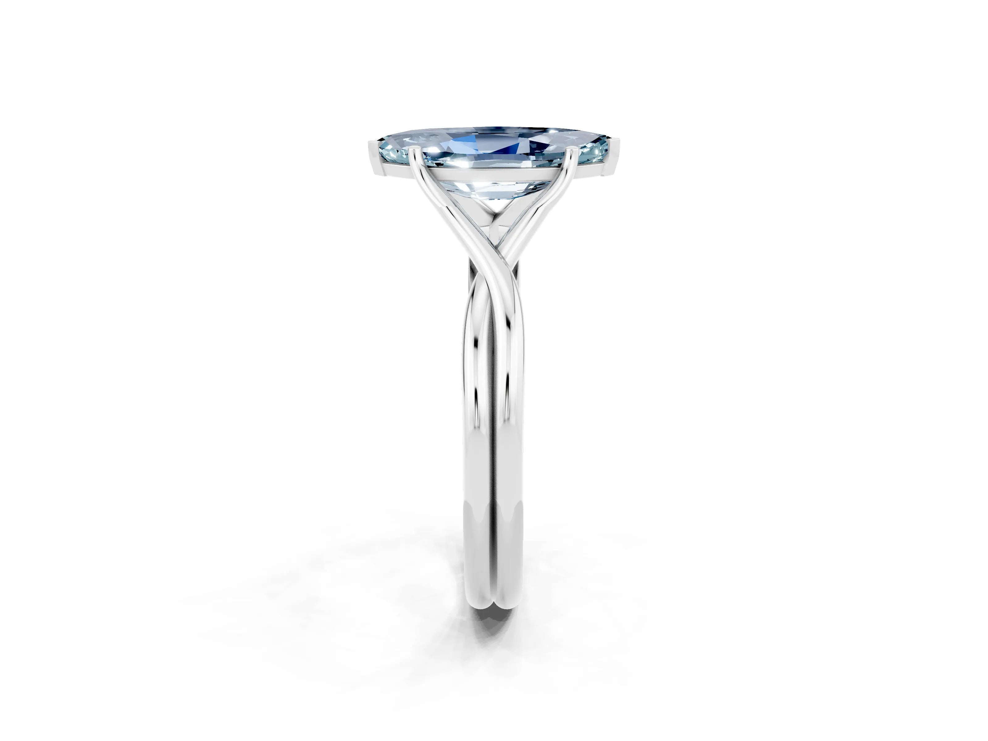 White gold Marquise Cut Aquamarine Solitaire Twist Band Prong Setting Ring_38
