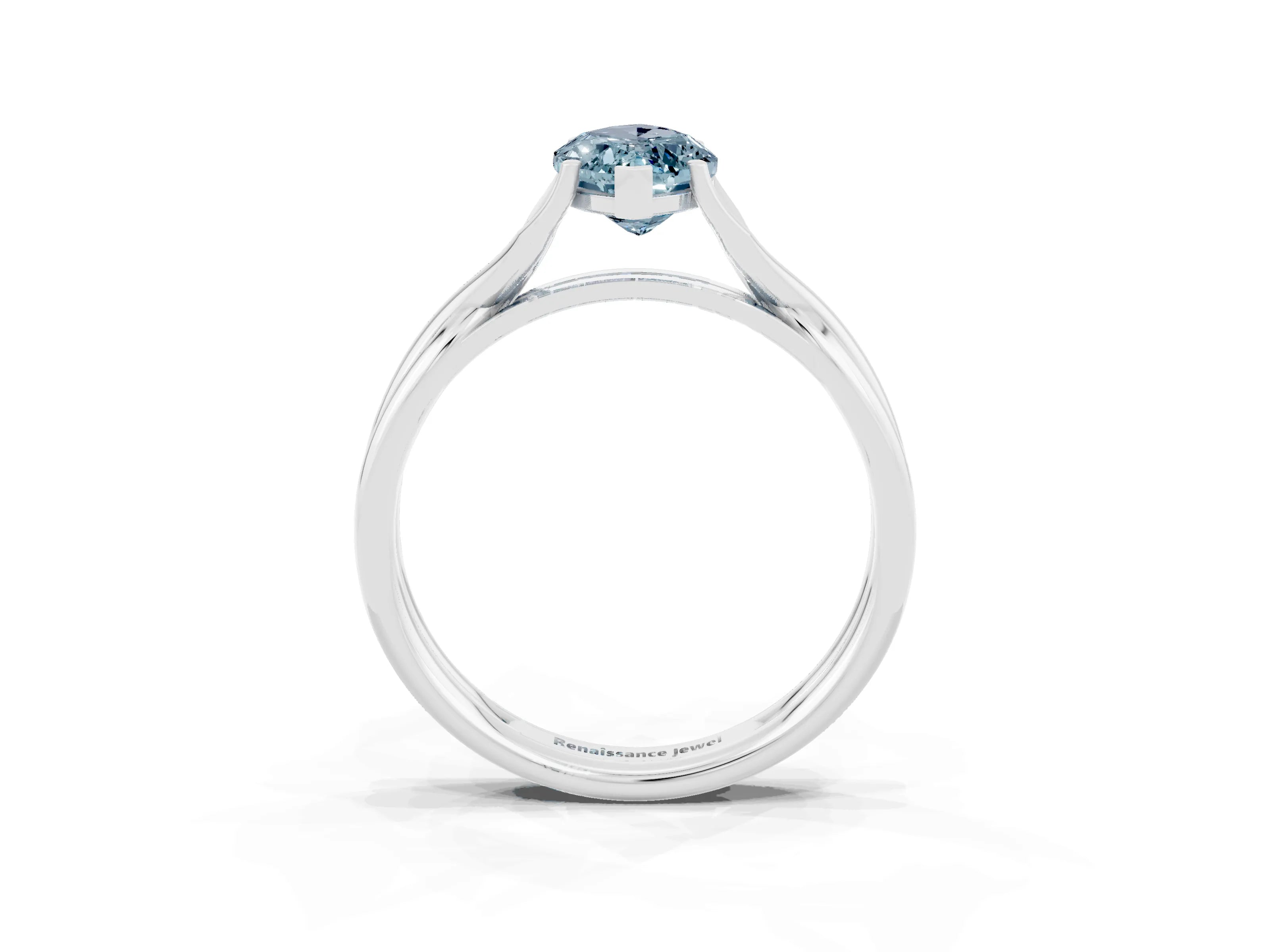 White gold Marquise Cut Aquamarine Solitaire Twist Band Prong Setting Ring_39