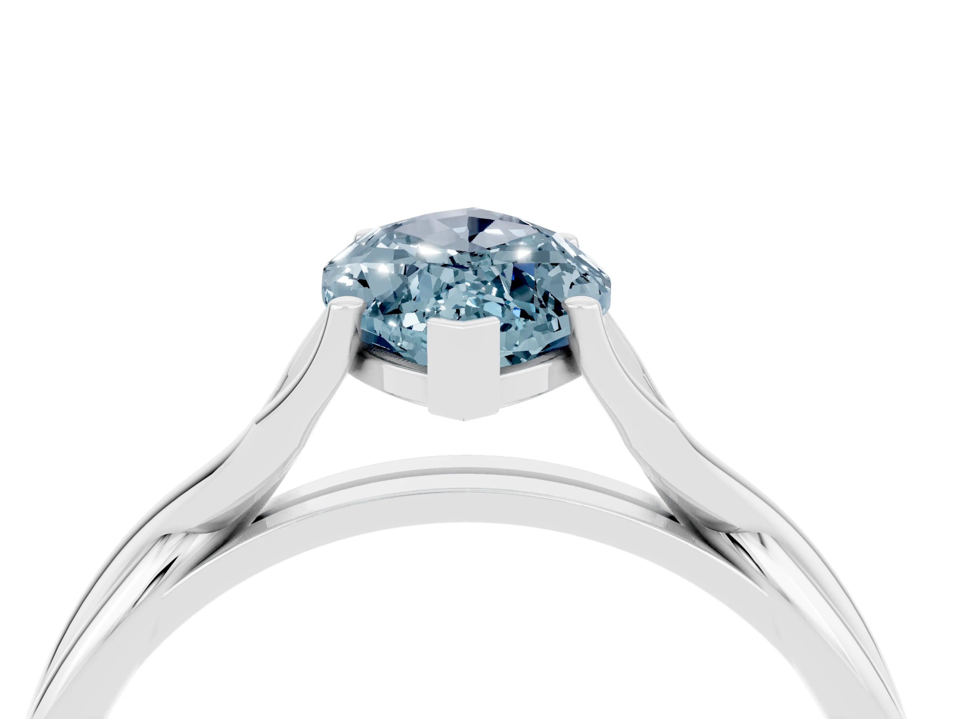 White gold Marquise Cut Aquamarine Solitaire Twist Band Prong Setting Ring_40