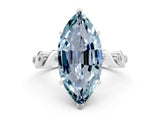 White gold Marquise Cut Aquamarine Solitaire Twisted Band with Round  Accents and Prong Setting_12