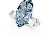 White gold Marquise Cut Aquamarine Solitaire Twisted Band with Round  Accents and Prong Setting_13