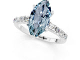 White gold Marquise Cut Aquamarine Solitaire with Side Baguettes and Channel Set Band_1