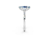 White gold Marquise Cut Aquamarine Solitaire with Side Baguettes and Channel Set Band_2