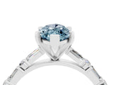 White gold Marquise Cut Aquamarine Solitaire with Side Baguettes and Channel Set Band_4