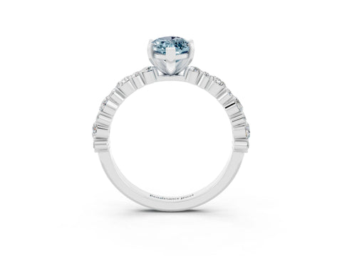 White gold Marquise Cut Aquamarine Solitaire with Side Stones, Pave Band, Four-Prong Setting_39