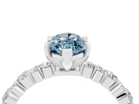 White gold Marquise Cut Aquamarine Solitaire with Side Stones, Pave Band, Four-Prong Setting_40