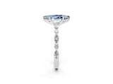 White gold Marquise Cut Aquamarine Solitaire with Side Stones on a Pavé Band and Four-Prong Setting_2