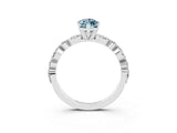 White gold Marquise Cut Aquamarine Solitaire with Side Stones on a Pavé Band and Four-Prong Setting_3