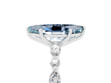 White gold Marquise Cut Aquamarine Solitaire with Side Stones on a Pavé Band and Four-Prong Setting_5