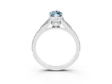 White gold Marquise Cut Aquamarine Split Shank Engagement Ring with Pavé Band_3
