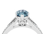 White gold Marquise Cut Aquamarine Split Shank Engagement Ring with Pavé Band_4