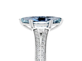 White gold Marquise Cut Aquamarine Split Shank Engagement Ring with Pavé Band_5
