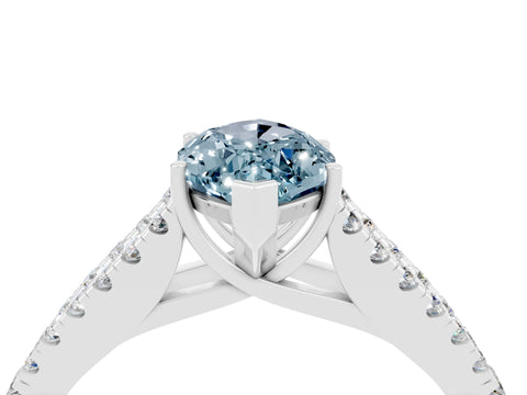 White gold Marquise Cut Aquamarine Split Shank Pavé Engagement Ring with Four-Prong Setting_16