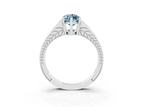 White gold Marquise Cut Aquamarine Split Shank Ring with Pavé Band and Four-Prong Setting_3