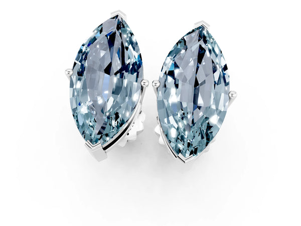 Platinum Marquise Cut Aquamarine Stud Earrings