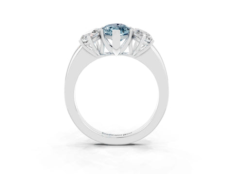 White gold Marquise Cut Aquamarine Three-Stone Ring with Four-Prong Setting and Classic Band_3