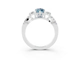 White gold Marquise Cut Aquamarine Three-Stone Ring with Pavé Split Shank and Four-Prong Setting_15