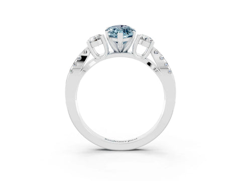 White gold Marquise Cut Aquamarine Three-Stone Ring with Pavé Split Shank and Four-Prong Setting_15