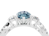 White gold Marquise Cut Aquamarine Three-Stone Ring with Pavé Split Shank and Four-Prong Setting_16