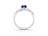 White gold Marquise Cut Blue Sapphire Cluster Side Stone Solitaire Ring with Prong Setting_27