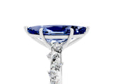 White gold Marquise Cut Blue Sapphire Cluster Side Stone Solitaire Ring with Prong Setting_29