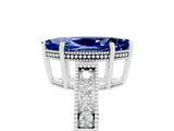White gold Marquise Cut Blue Sapphire Engagement Ring with Milgrain Channel Set Band and Prong Setting_5