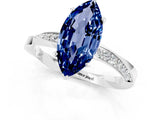 White gold Marquise Cut Blue Sapphire Engagement Ring with Side Stone Accents and Four-Prong Setting_37