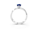 White gold Marquise Cut Blue Sapphire Engagement Ring with Side Stone Accents and Four-Prong Setting_39
