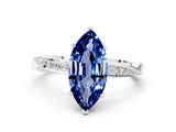 White gold Marquise Cut Blue Sapphire Engagement Ring with Side Stone Accents and Four-Prong Setting_96