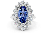 White gold Marquise Cut Blue Sapphire Floral Double Halo Engagement Ring with Prong Setting_36