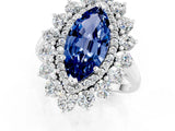 White gold Marquise Cut Blue Sapphire Floral Double Halo Engagement Ring with Prong Setting_37