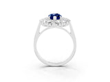 White gold Marquise Cut Blue Sapphire Floral Double Halo Engagement Ring with Prong Setting_39