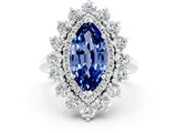 White gold Marquise Cut Blue Sapphire Floral Double Halo Engagement Ring with Prong Setting_84