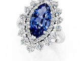 White gold Marquise Cut Blue Sapphire Floral Double Halo Engagement Ring with Prong Setting_85