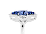 White gold Marquise Cut Blue Sapphire Halo Ring with Tapered Band and Four-Prong Setting_5