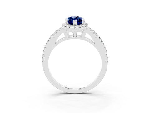 White gold Marquise Cut Blue Sapphire Halo Split Shank Engagement Ring_15