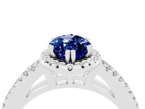 White gold Marquise Cut Blue Sapphire Halo Split Shank Engagement Ring_16