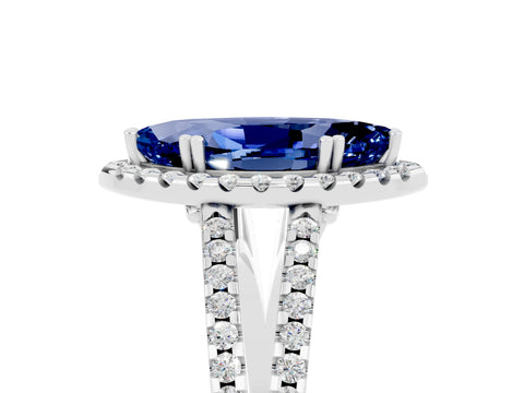 White gold Marquise Cut Blue Sapphire Halo Split Shank Engagement Ring_17