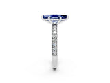 White gold Marquise Cut Blue Sapphire Milgrain Pavé Engagement Ring with Four-Prong Setting_2