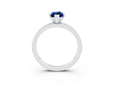 White gold Marquise Cut Blue Sapphire Milgrain Pavé Engagement Ring with Four-Prong Setting_3