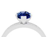 White gold Marquise Cut Blue Sapphire Milgrain Pavé Engagement Ring with Four-Prong Setting_4