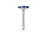 White gold Marquise Cut Blue Sapphire Pavé Solitaire Ring with Round Band and Prong Setting_38